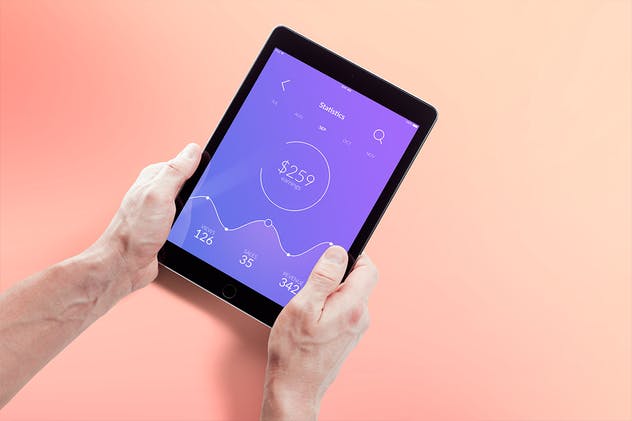 平板电脑APP&网站设计演示样机模板 Isolated Tablet Mock-up插图(3)