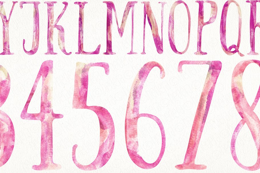 可爱少女色彩风格水彩字母素材 Watercolor baby girl alphabet插图(1)