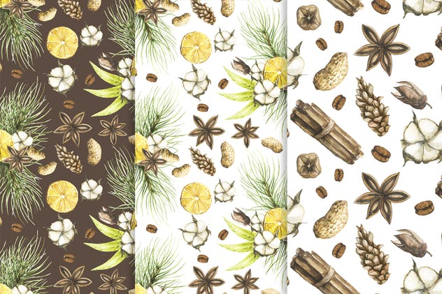 圣诞主题魔法水彩无缝图案背景素材 Watercolor Christmas Magic Patterns插图(2)