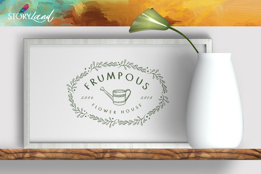 13款手写英文字体合集&Logo模板、矢量插画 Wonderland Fonts Pack & Branding Kit插图(28)