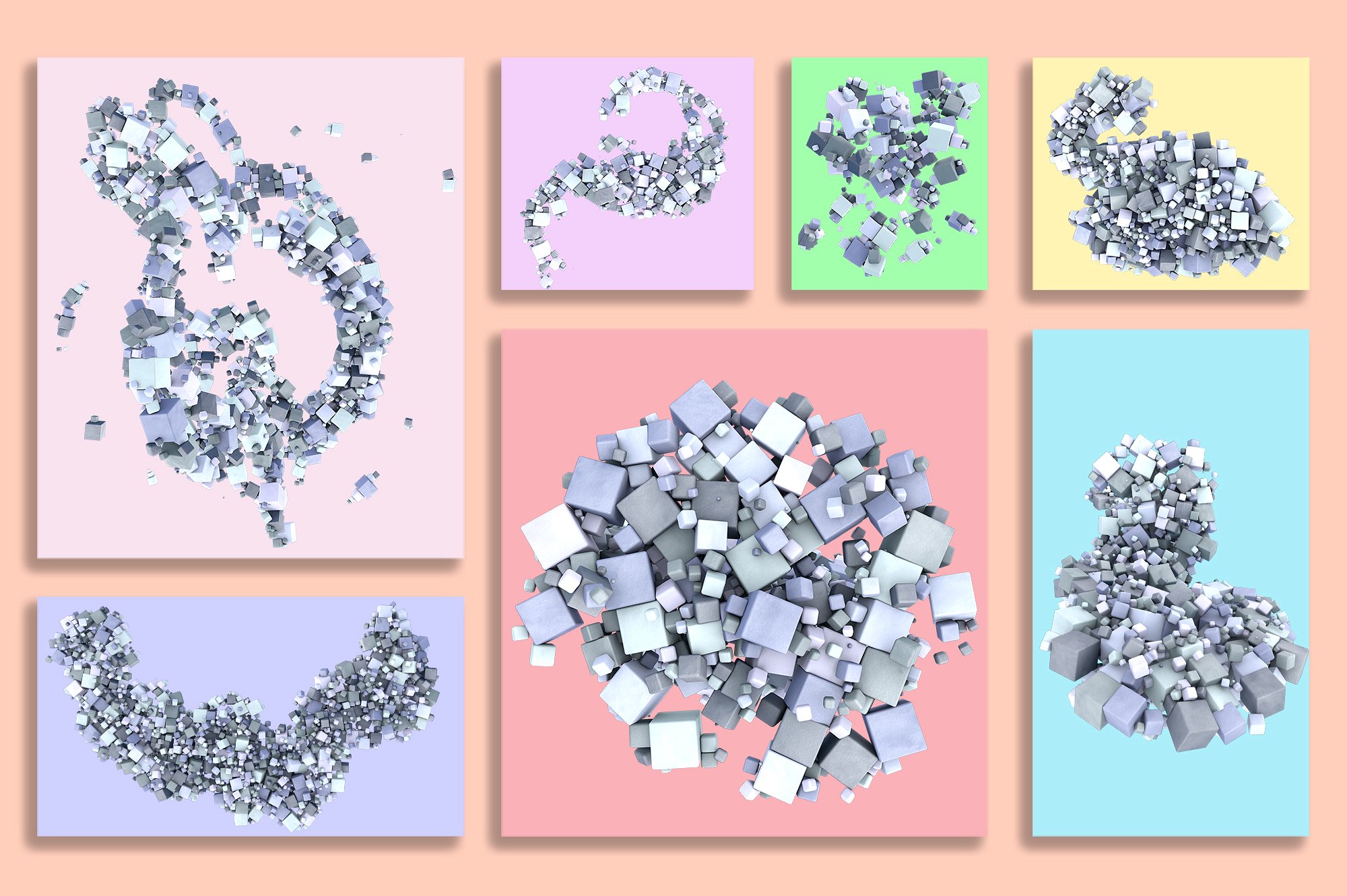 60款彩色立方体叠层背景 Cubes插图(6)