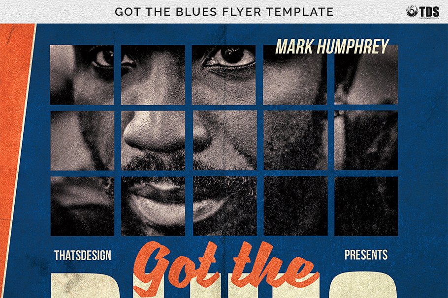 蓝调音乐主题活动海报传单PSD模板 Got the Blues Flyer PSD插图(3)