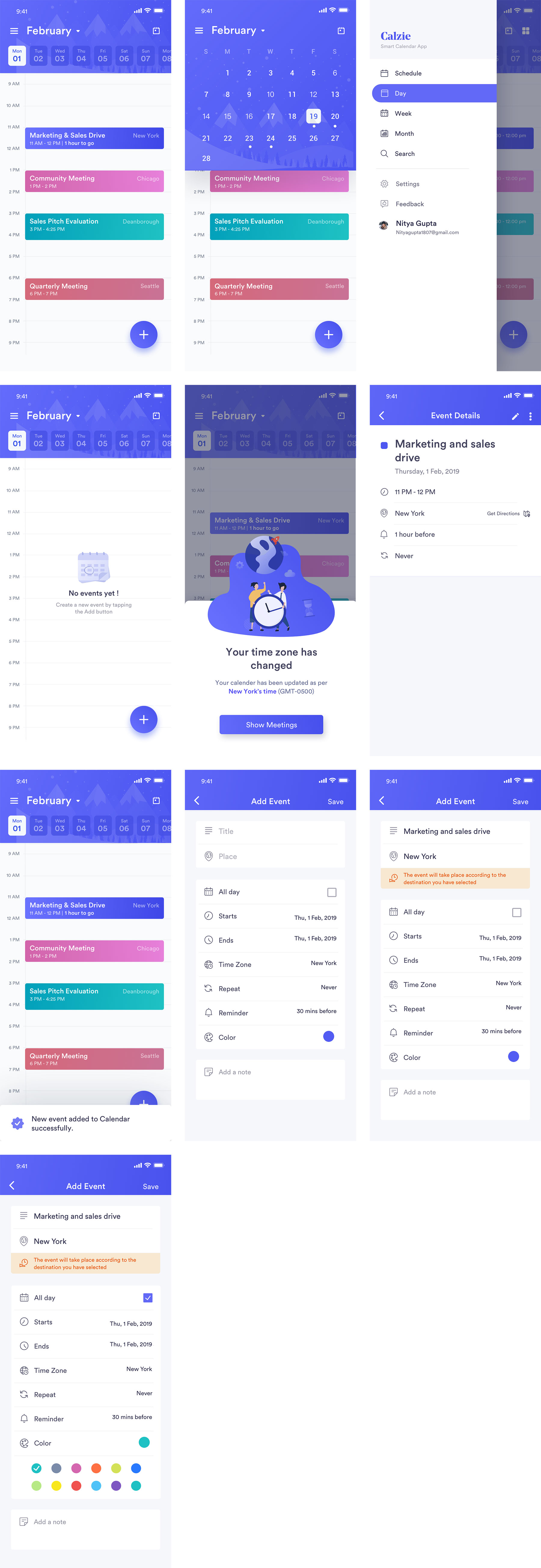 Calzie 智能日历应用界面