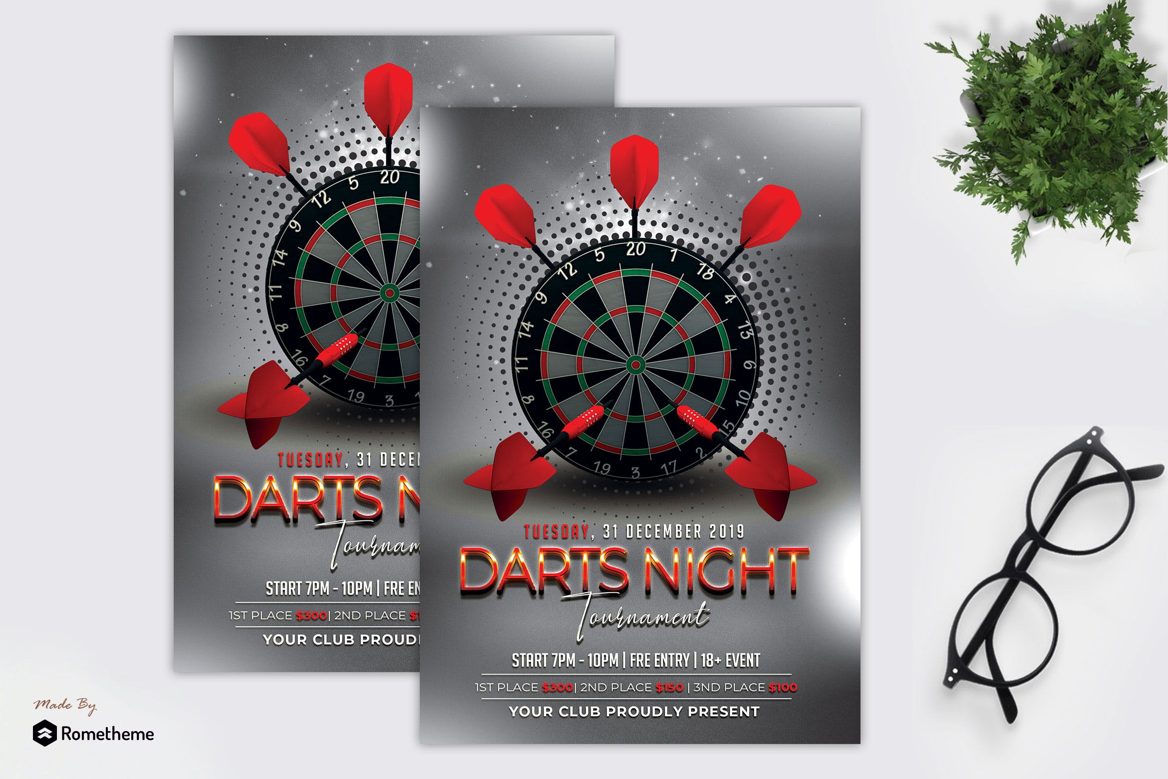 酒吧飞镖锦标赛活动邀请传单海报PSD素材素材库精选 Dart Tournament – Flyer MR插图