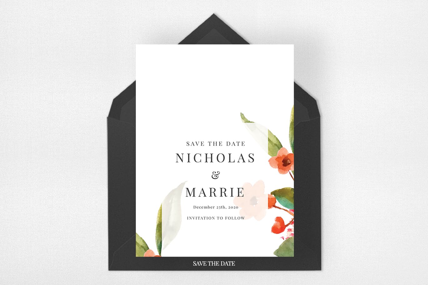 水彩花卉背景婚礼邀请函素材库精选模板 Watercolor Floral Wedding Suite插图(4)