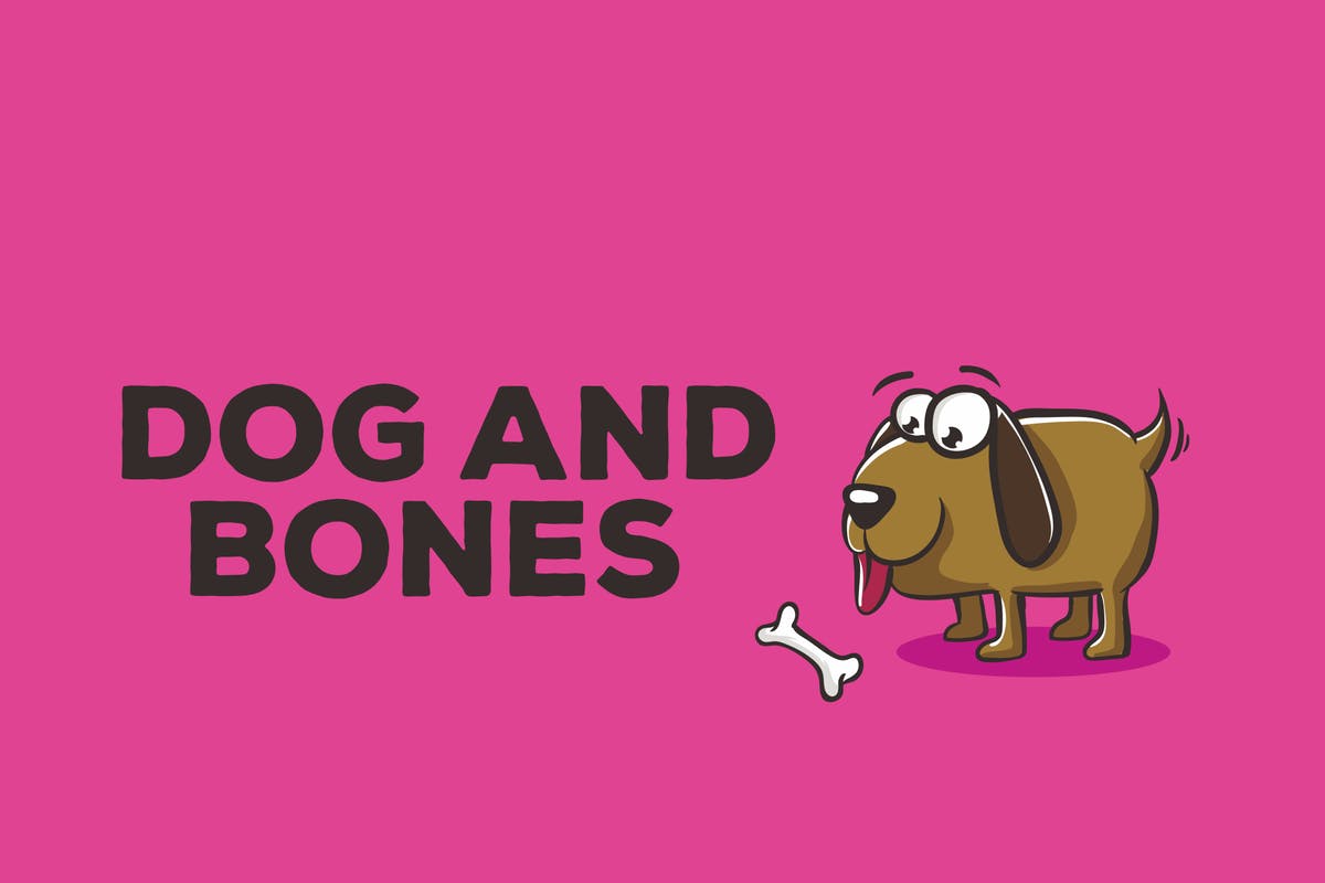 小狗&骨头矢量插画设计素材 Dog and Bones Illustration Artwork Vector插图