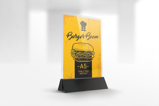 A5尺寸透明菜单/桌号样机模板 Menu Holder Table Tent Mockups插图(1)