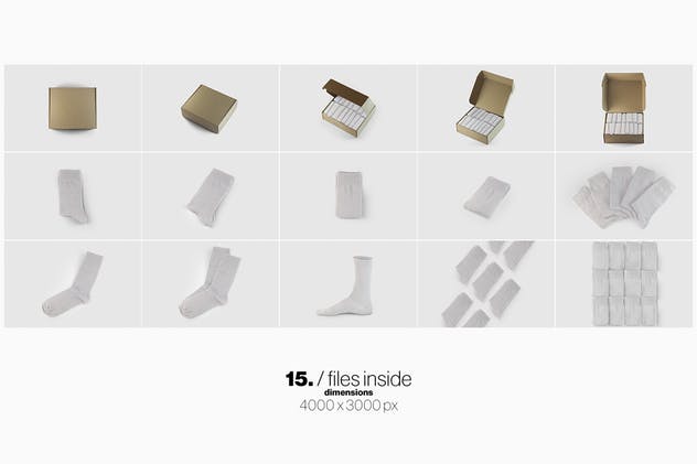 纯色提花棉袜套装样机 Socks Set Mockup插图(14)