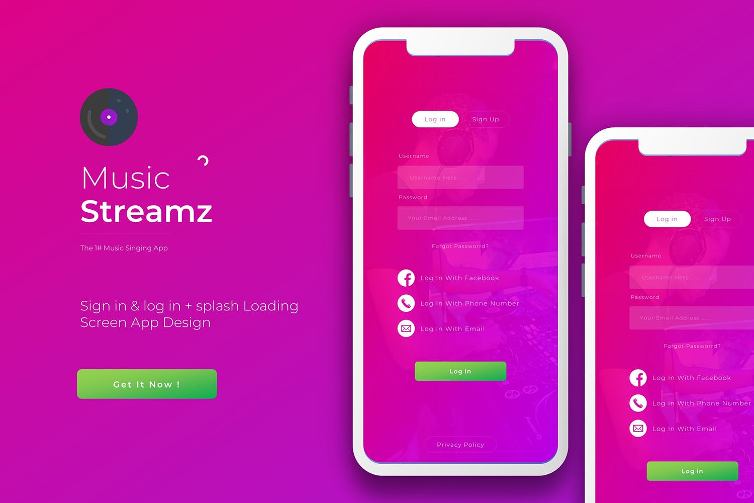 APP注册登录＆加载界面设计素材库精选模板 Login & Signup Streamz | App Template插图(3)