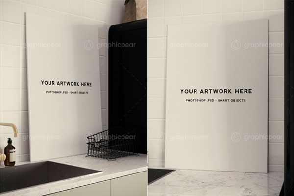 北欧风格厨房场景海报样机插图