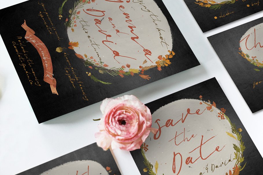 秋季花卉婚礼设计素材套装 Autumn Floral Wedding Suite插图(4)