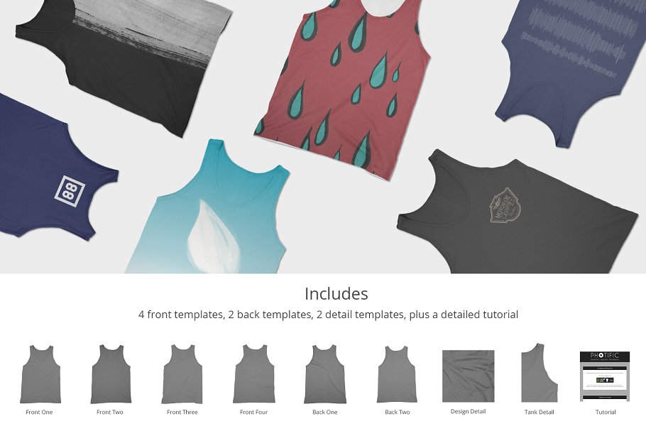 美式女士背心服装样机模板 Tank Top – Apparel Mockups插图(1)