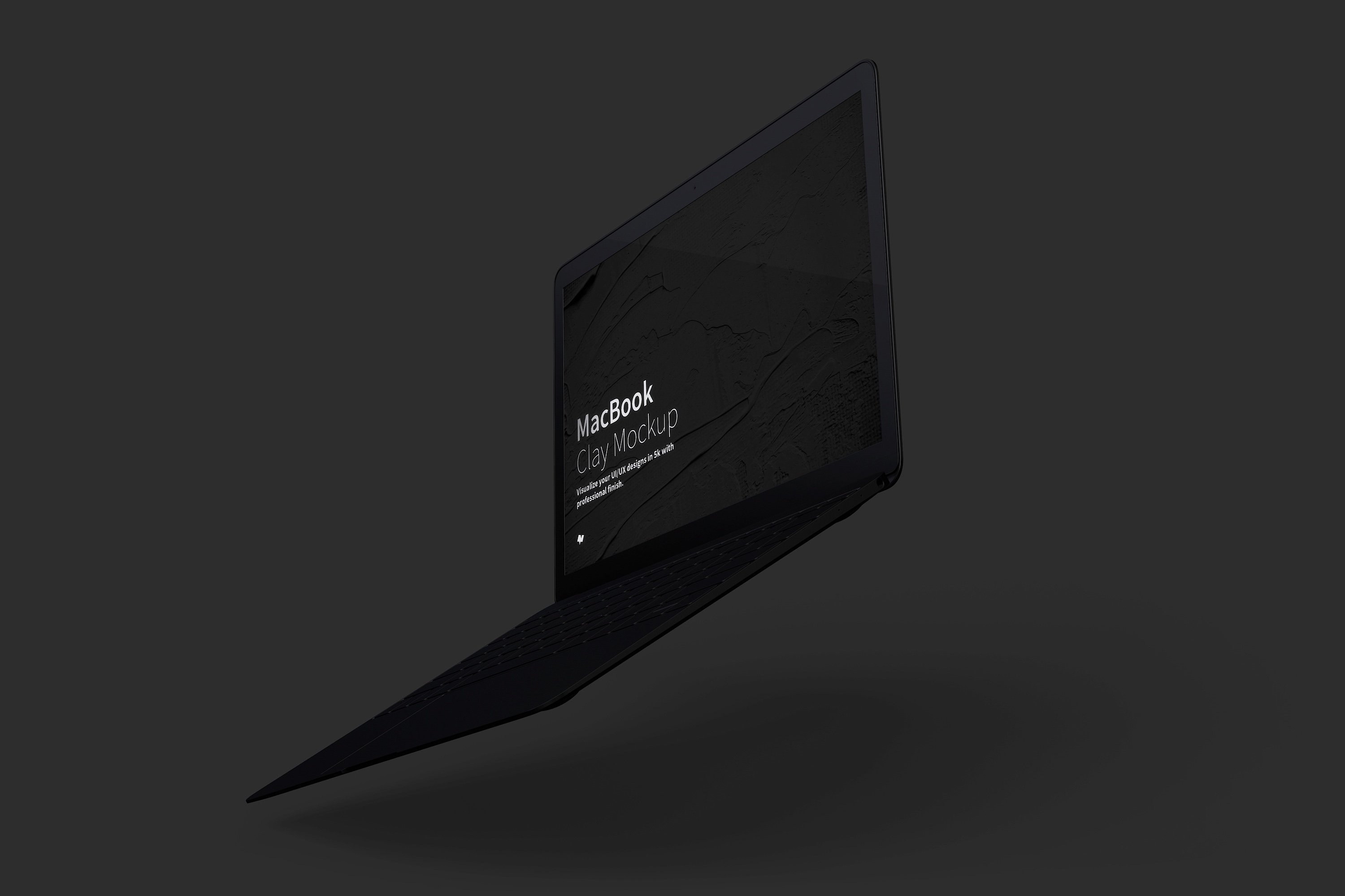 MacBook笔记本电脑悬空效果右视图样机模板 Clay MacBook Mockup, Floating Right View插图(3)