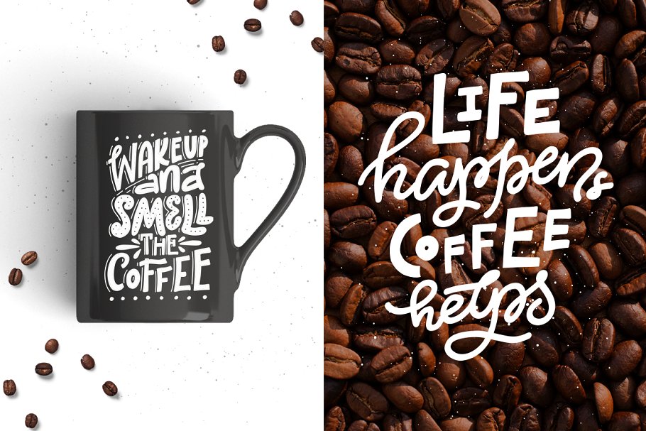 Coffee Lovers一组剪贴画及手绘字体元素插图(5)