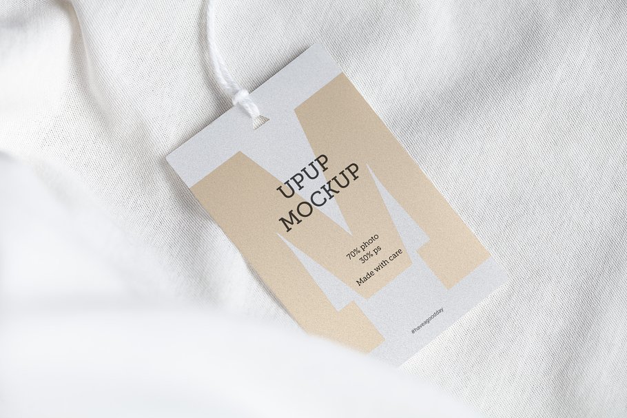 服装标签挂牌设计样机 Clothes label tag blank white mockup插图