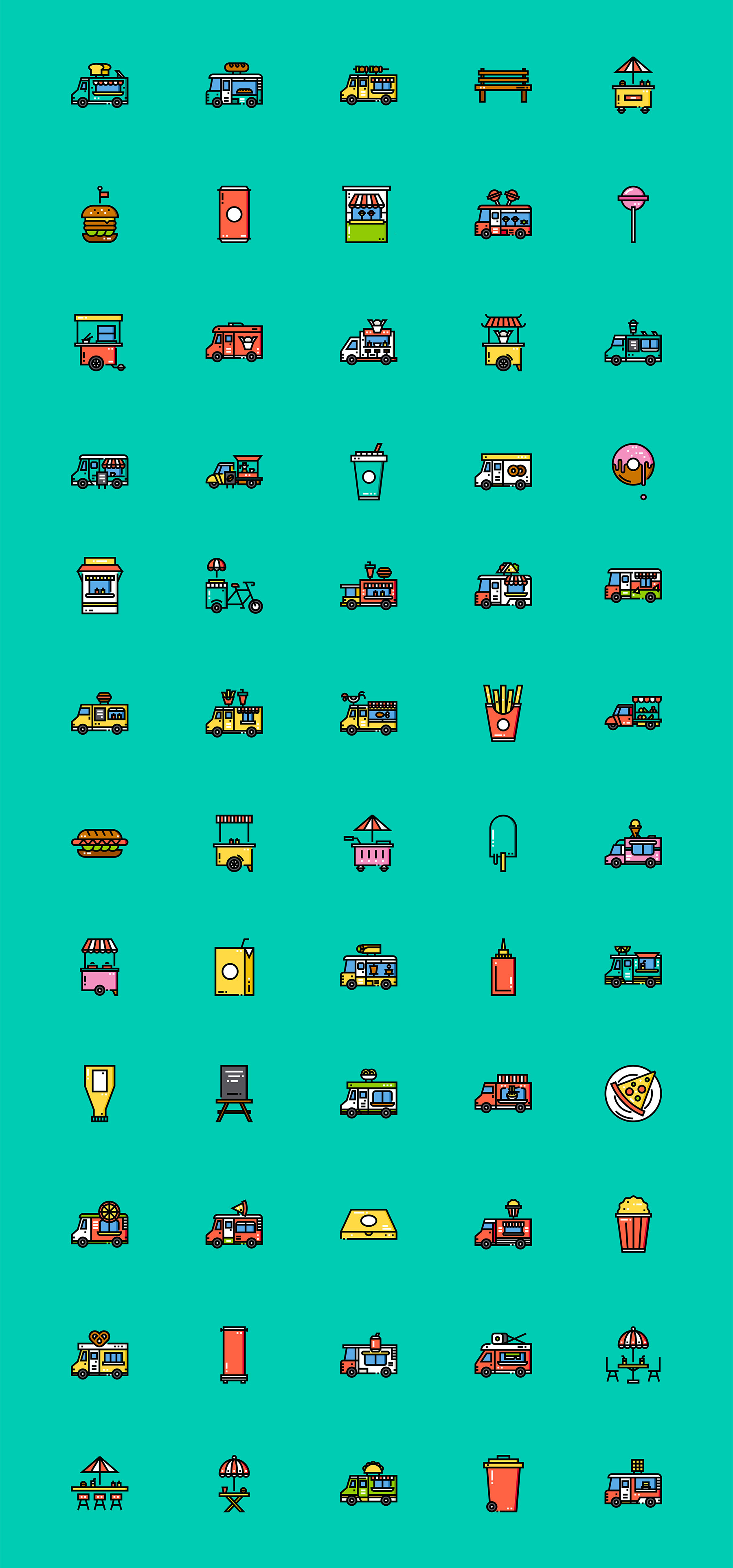 60 枚食物餐车图标