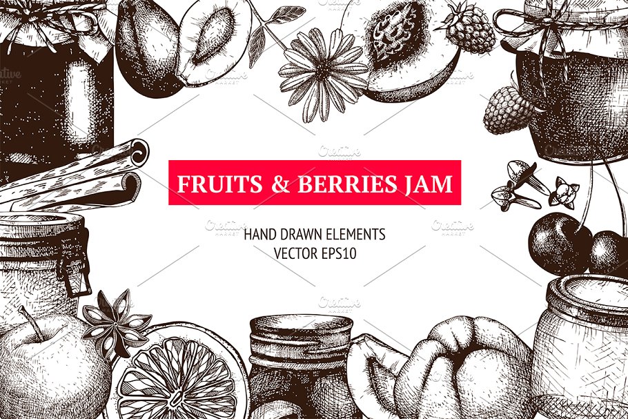 复古果酱罐插画集 Vintage Jam Jars Collection插图