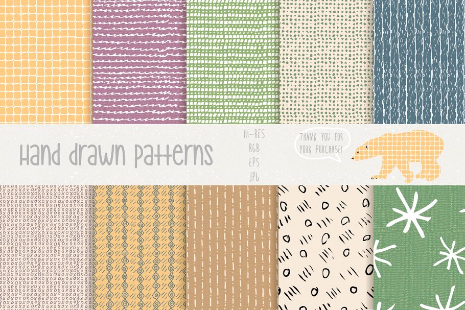 多彩无缝手绘矢量图案 Hand Drawn Patterns #1 Pro插图(2)