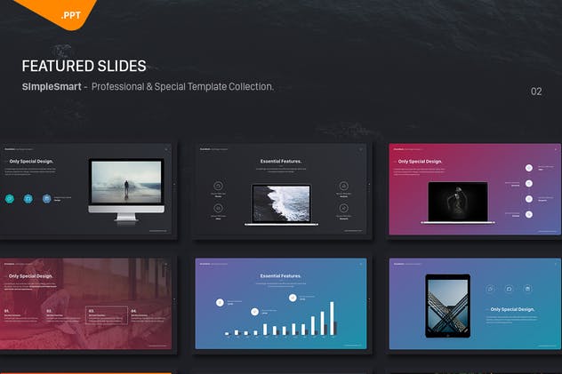 图表图形信息图表设计风格PPT模板 Gravidient Powerpoint Simply Theme插图(3)