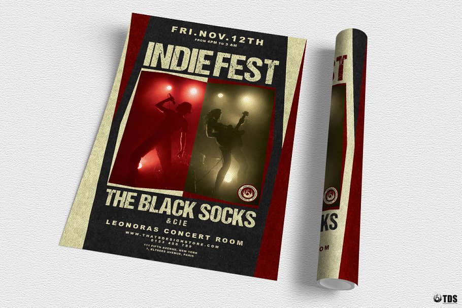 独立音乐节派对传单PSD模板v4 Indie Live Festival Flyer PSD V4插图(2)