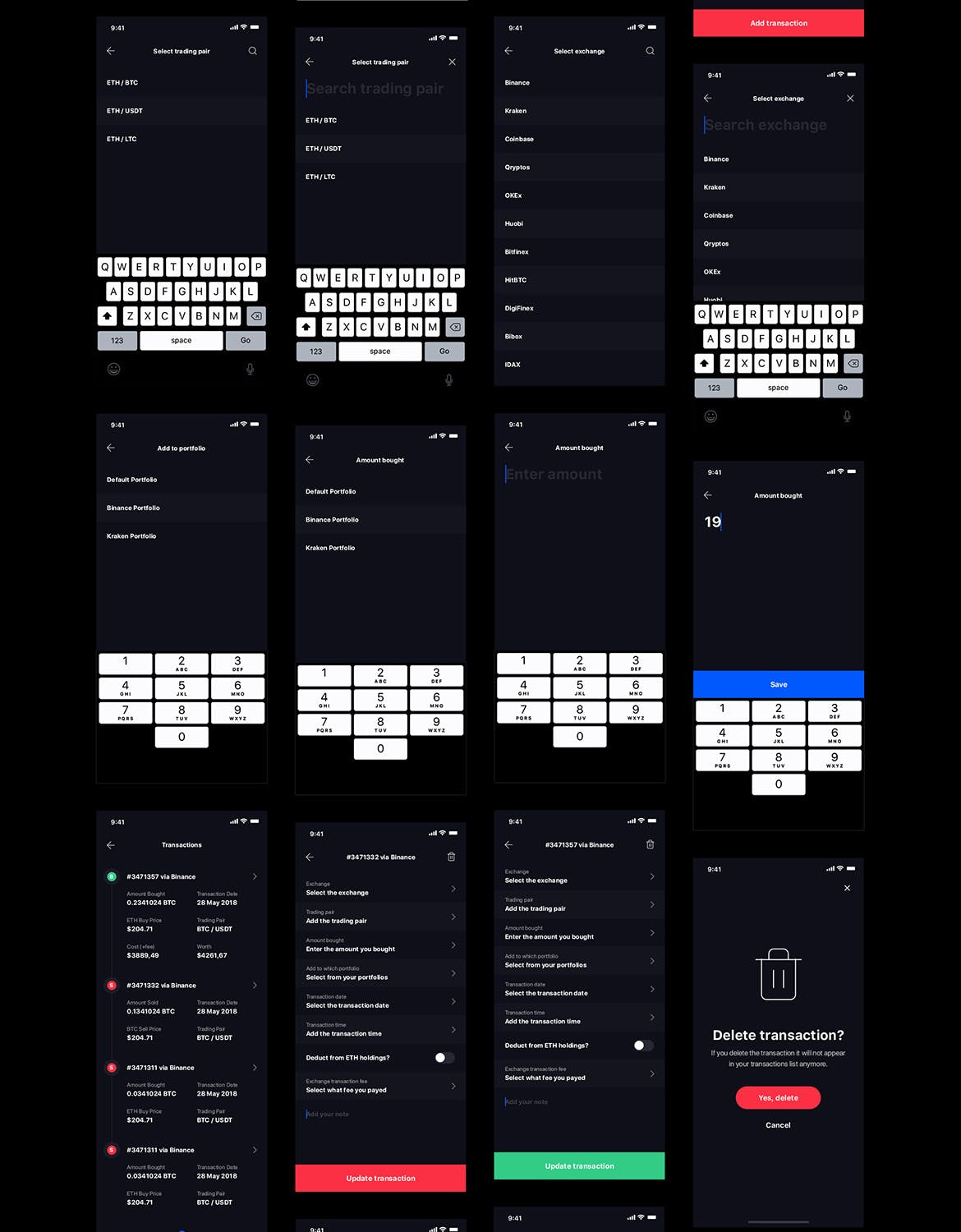 比特币等加密货币APP应用设计UI套件 Crypto Portfolio Tracker UI Kit for iOS插图(4)