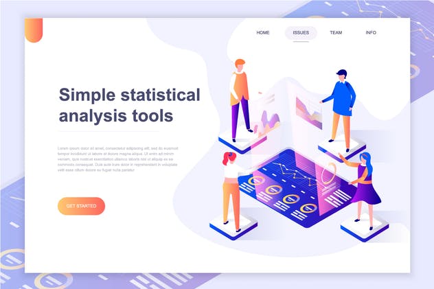 扁平设计风着陆页等距概念插画 Landing Page Templates Isometric Concept插图(10)