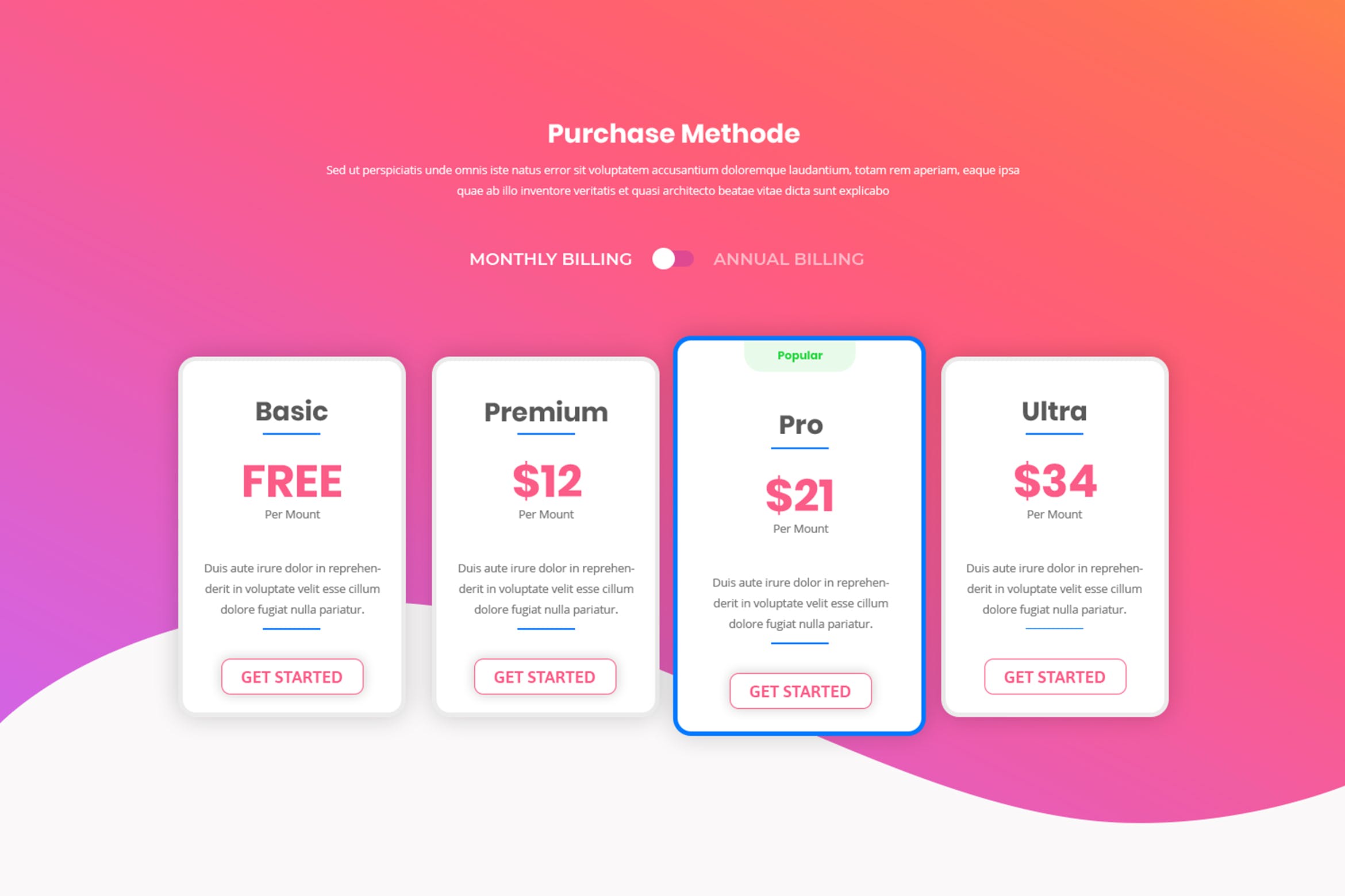 网站订阅服务价格表单UI设计模板 Pricing Table插图