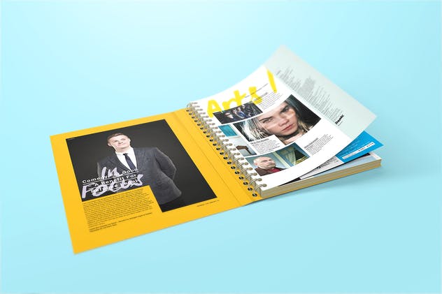 活页精装封面记事本笔记本样机 Spiral Hardbound Book With Folder Cover Mockups插图(5)