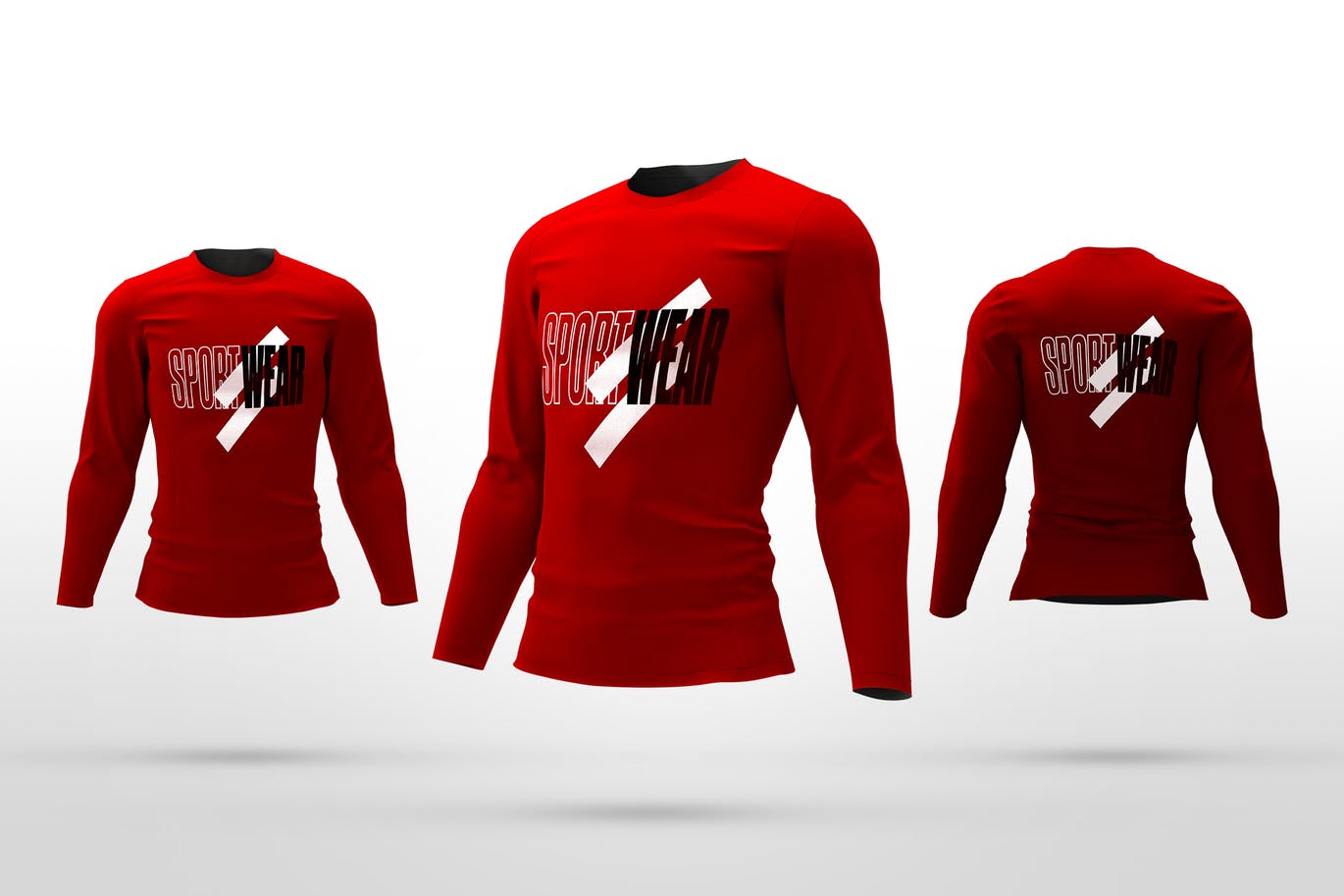 运动长袖卫衣设计图样机 Sport Long Sleeve Mockups插图