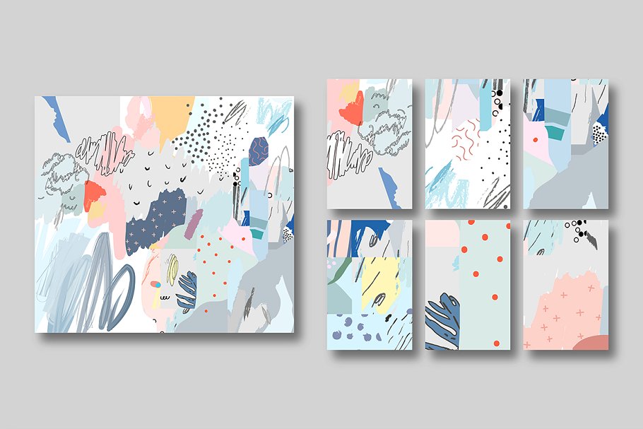 抽象印象派水彩插画素材 CUT out graphic pack.插图(1)