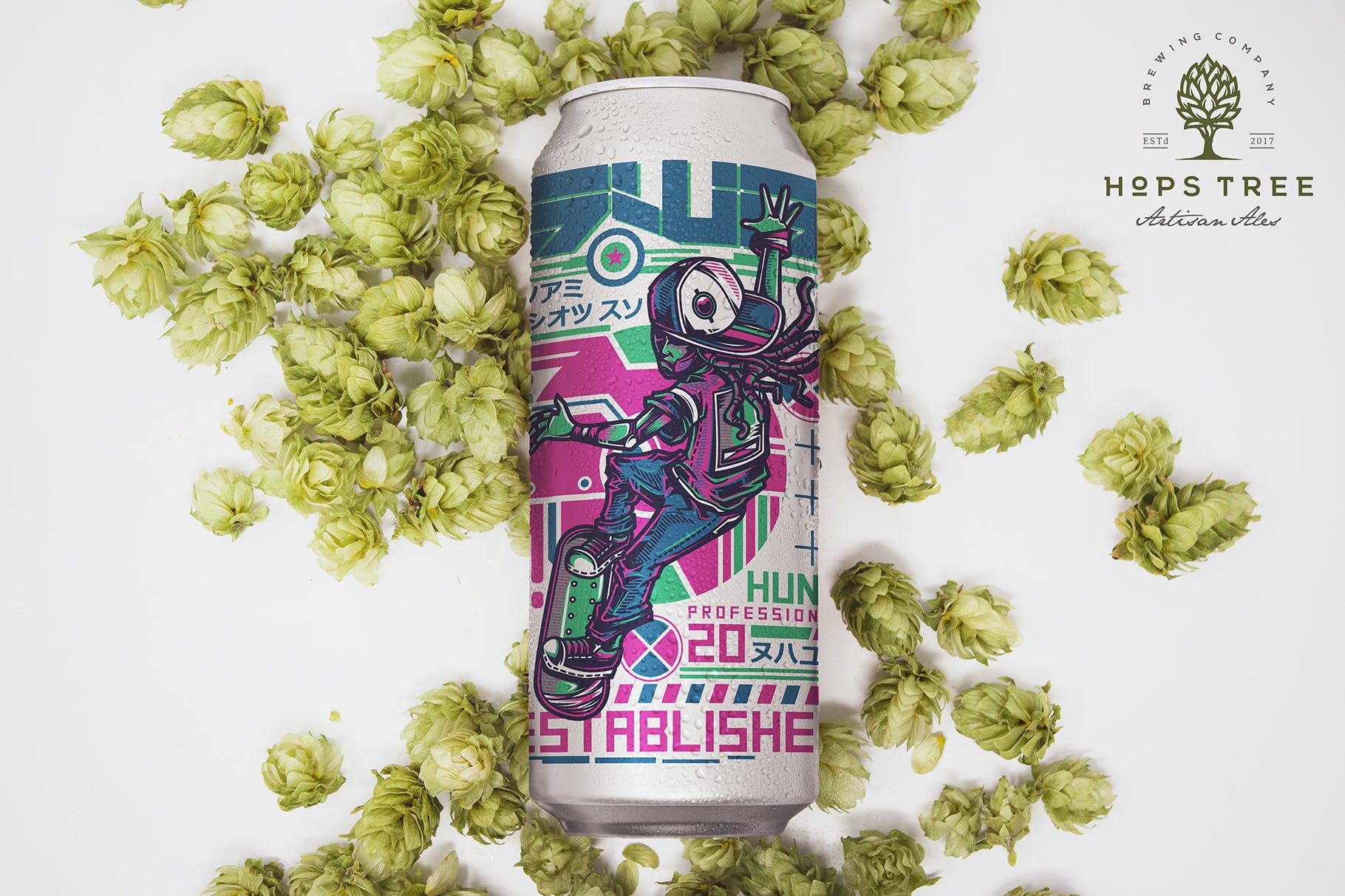 16盎司啤酒罐易拉罐外观设计俯视图素材库精选 16oz Beer Can Mockup插图(2)