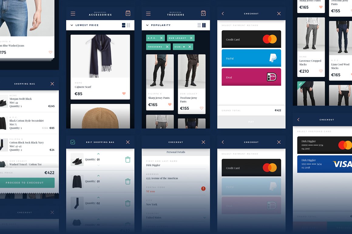时尚服饰电子商务 APP UI 套件 Monsieur. Mobile E-commerce UI Kit [For Sketch&Principle]插图(8)
