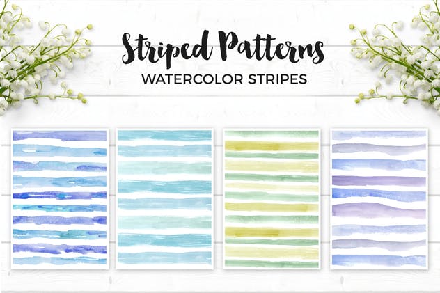 蓝色手绘水彩背景纹理套装 Blue Watercolor Textures插图(3)