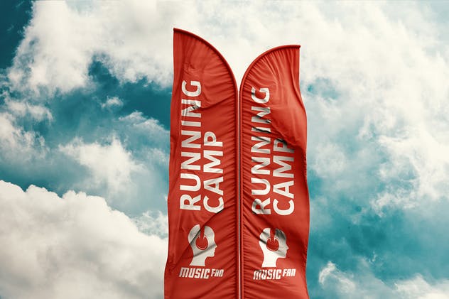 3D羽毛旗帜展示样机模板 3D Flags Feather / Bow / Sail Flag Mockup插图(4)