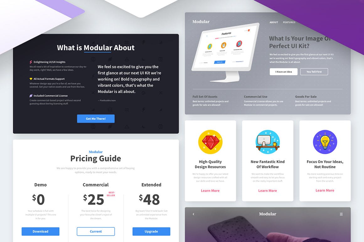 创意概念性网页网站设计UI模板 Modular UI kit插图(4)