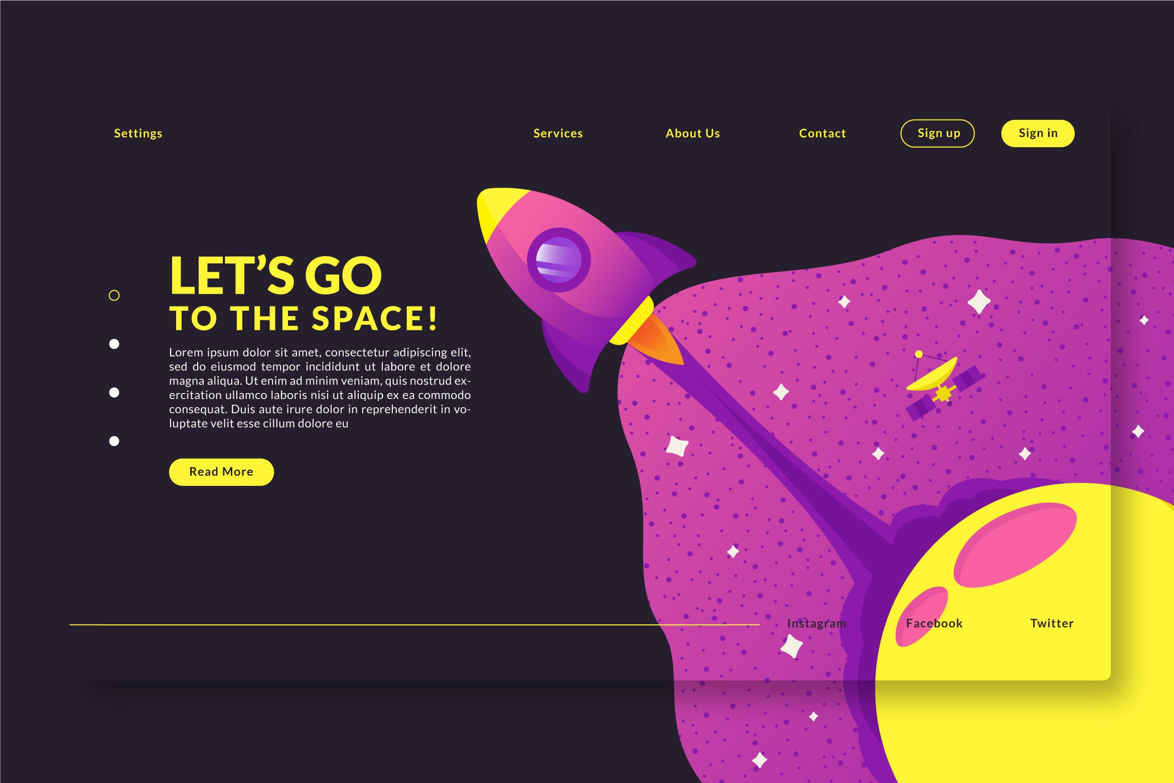 天空爱好者主题网站着陆页设计素材库精选模板 Go to the Space – Landing Page GR插图