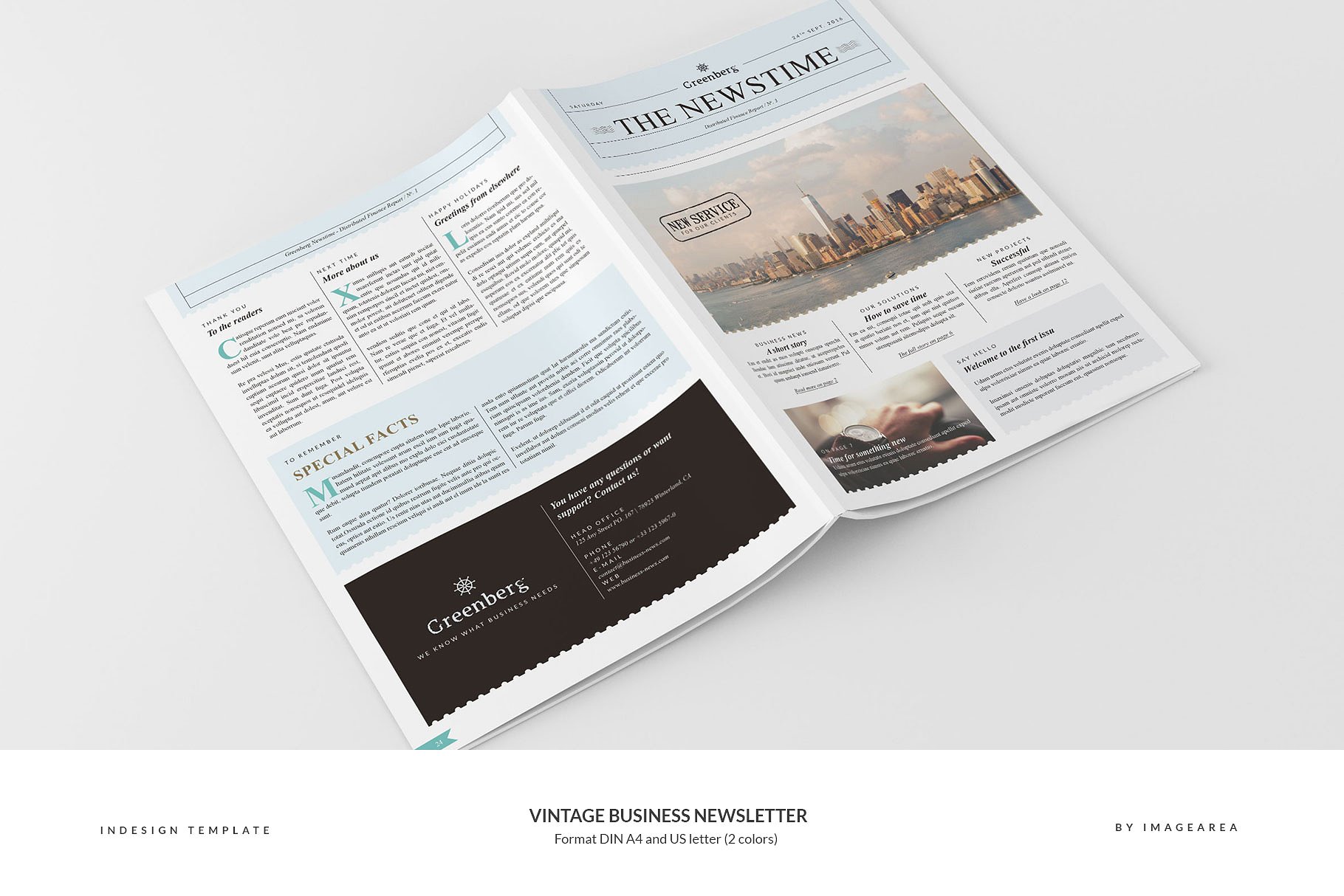 复古商业时事报纸样式通讯模板 Vintage Business Newsletter插图(2)