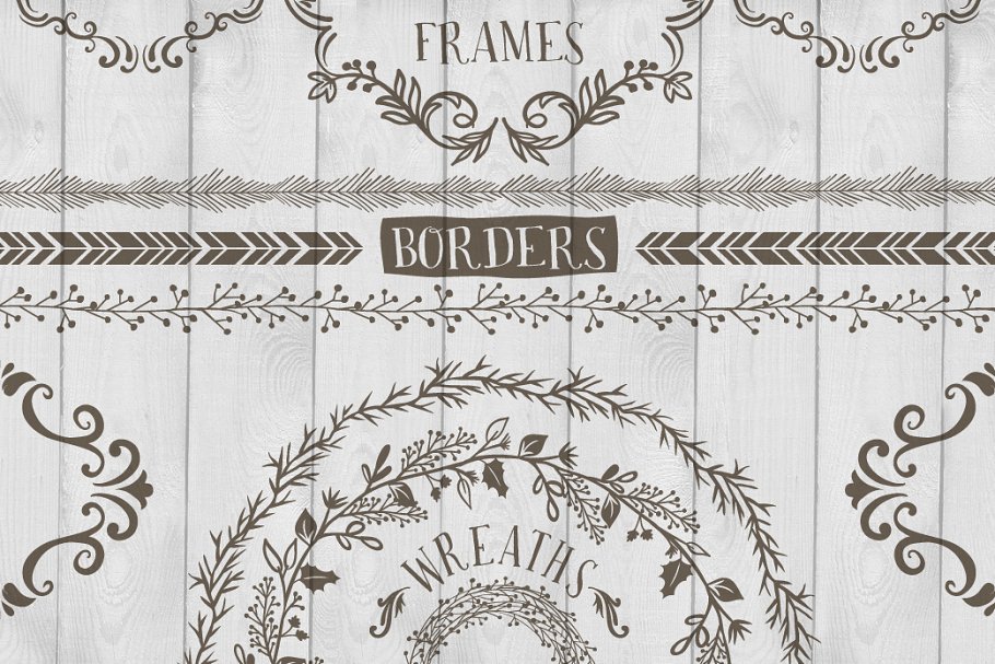 自然森林部落主题设计元素 Woodland Graphics Wreaths & Patterns插图(3)