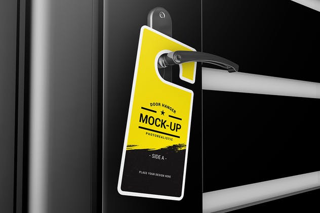 酒店房间门架标签样机模板 Door Hanger Mockups插图(4)
