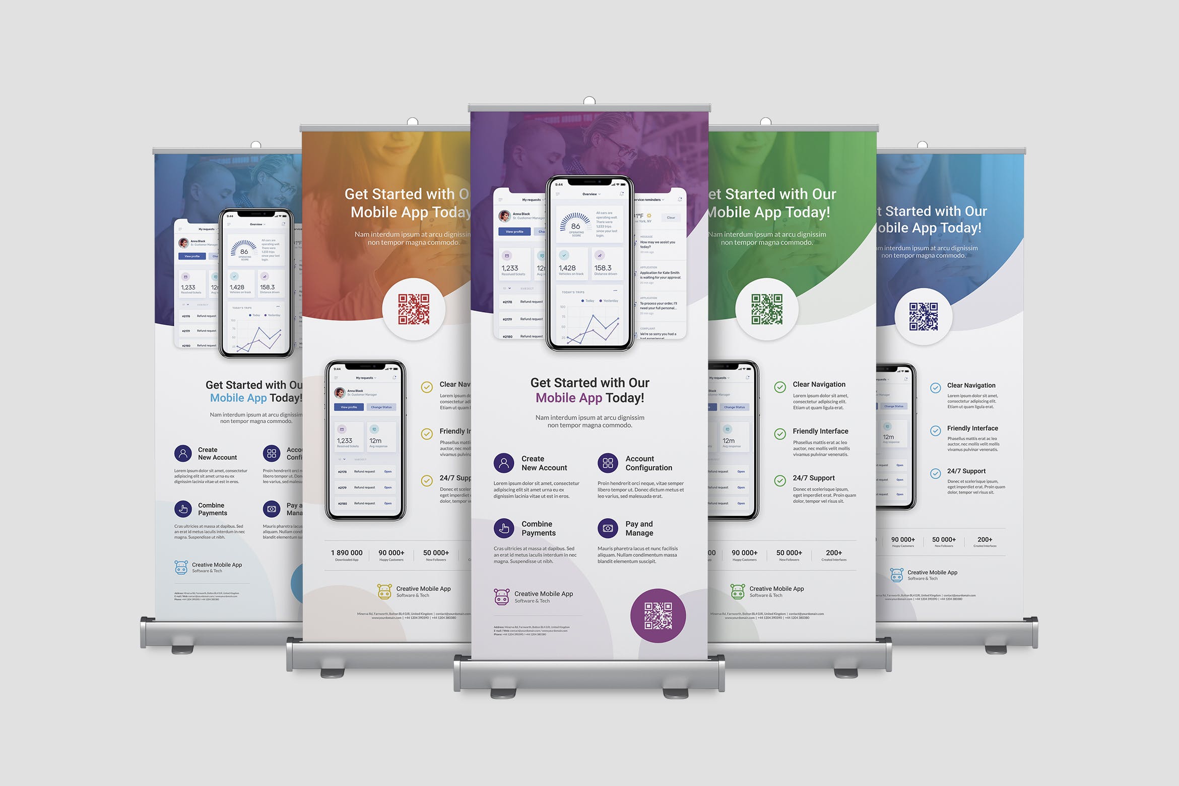 创意APP应用推广易拉宝X展架广告Banner设计模板 Creative App – Roll Up Banner插图