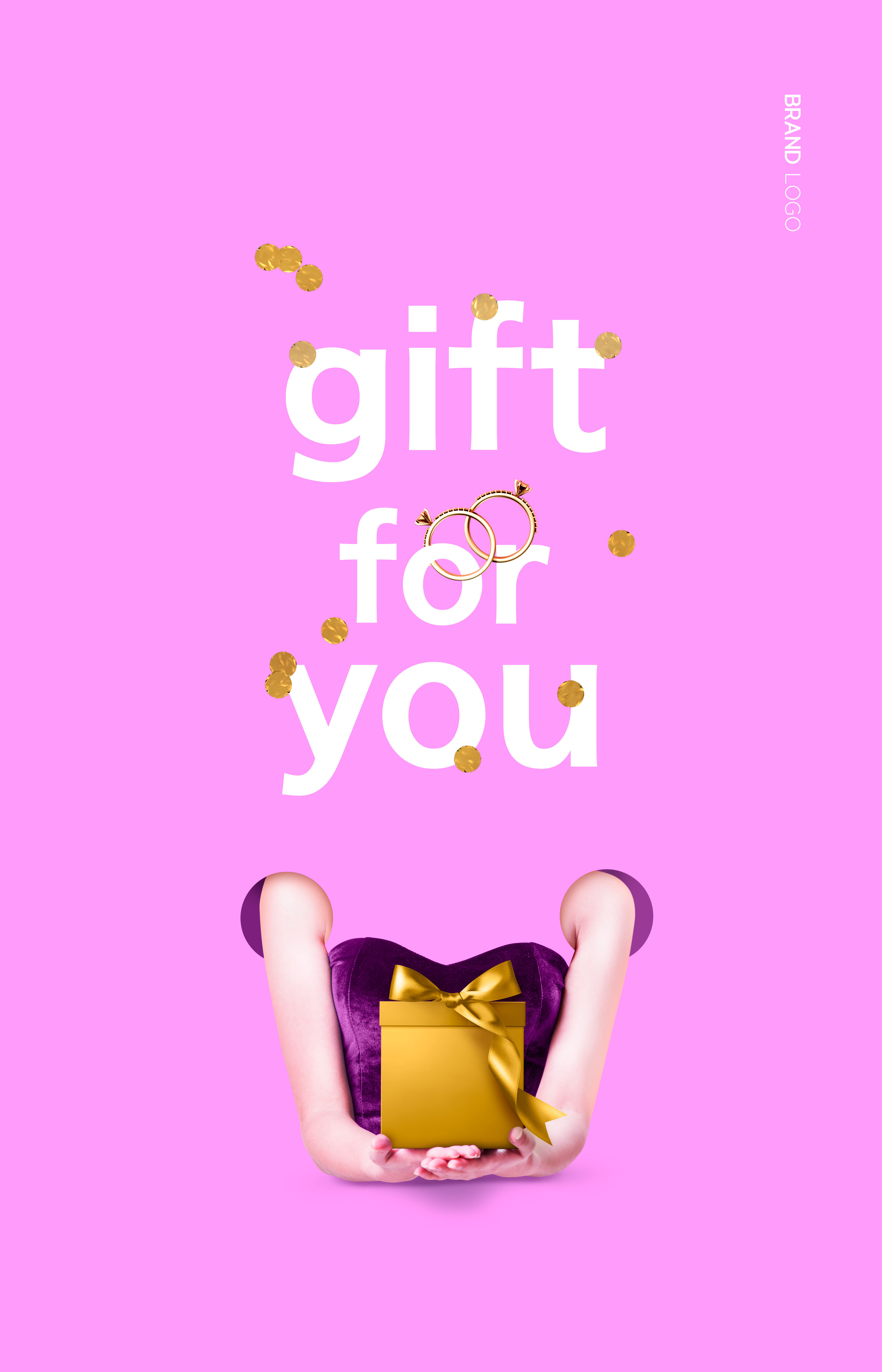 粉色系送礼主题海报psd素材插图