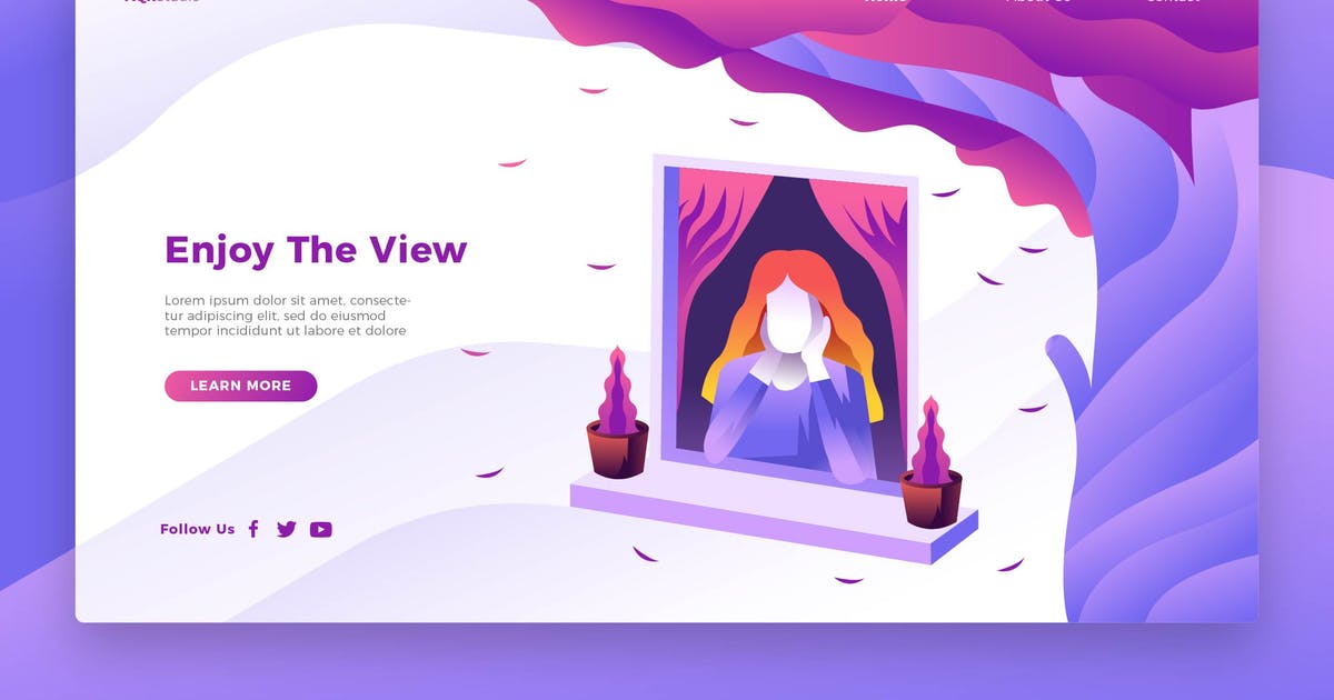 欣赏风景概念插画网站Banner＆着陆页模板 Enjoy View – Banner & Landing Page插图