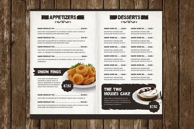 意大利餐厅西式餐厅食品菜单设计模板 The Ristorante Food Menu Illustrator Template插图(10)