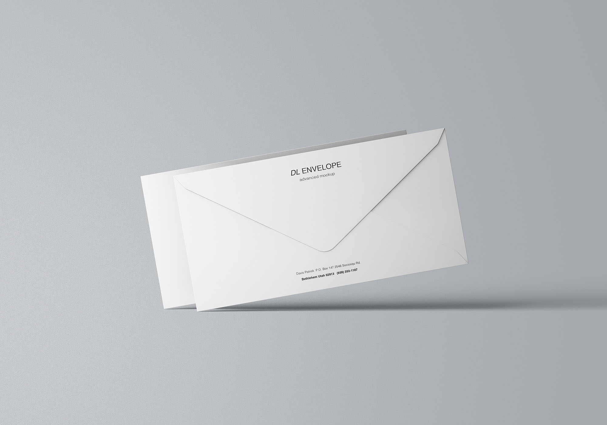 企业信封设计图样机模板 Baronial DL Envelope Mockup插图(6)