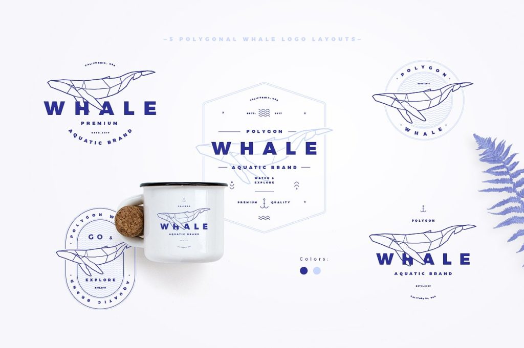 超高格调复古多边形鲸鱼矢量标示下载[AI, EPS]插图(6)