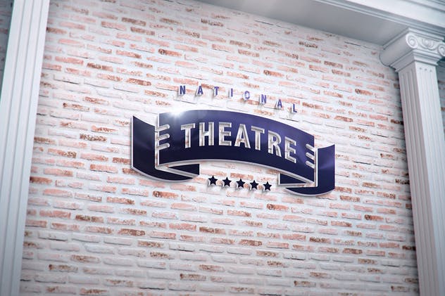 3D立体Logo挂墙演示样机模板 3D Logo Modern Wall Sign Mock-Ups Vol.2插图(1)