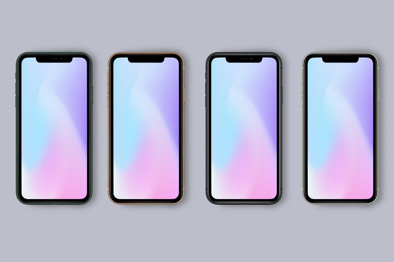 iPhone 11 Pro官方配色手机样机模板 New iPhone 11 Pro Mockup – All Colors插图