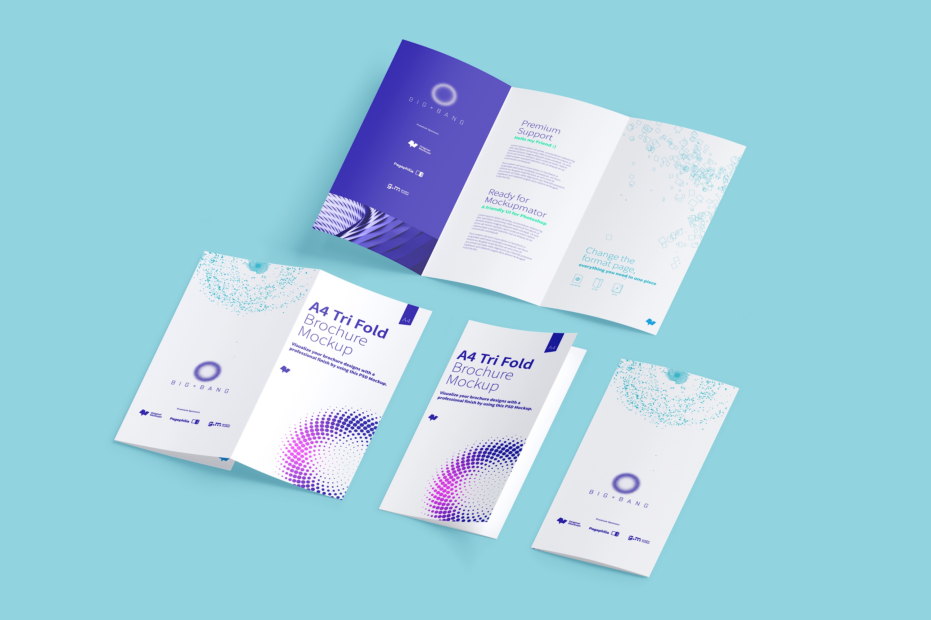 A4大小三折页企业宣传传单设计效果图样机模板05 A4 Trifold Brochure Mockup 05插图(4)