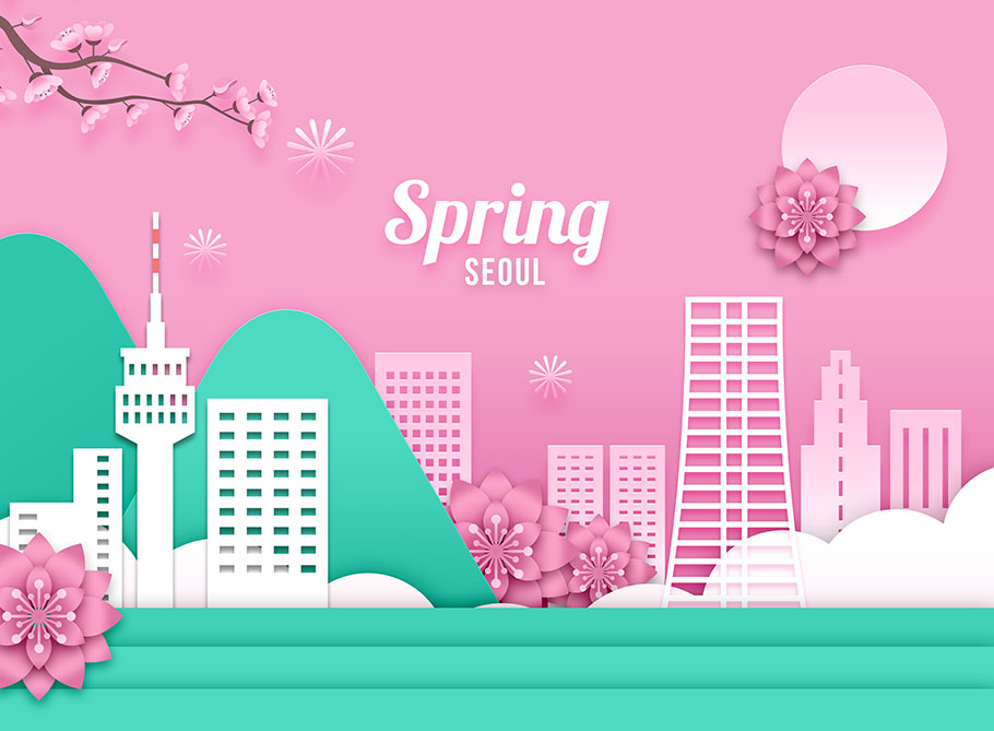 春季创意卡通插画海报模板PSD插图(7)