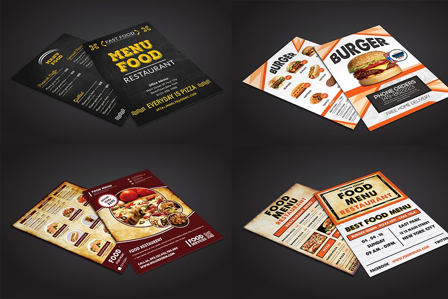 西式快餐菜单模板合集 Food Menu Flyer Bundle插图(1)